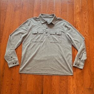 Express Gray Long Sleeve Polo Shirt